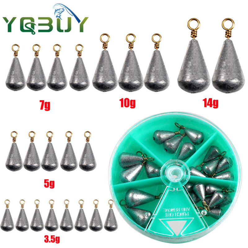 21PCSBoxed olive-shaped lead s - Fishing Rod Casting avaliação e preço