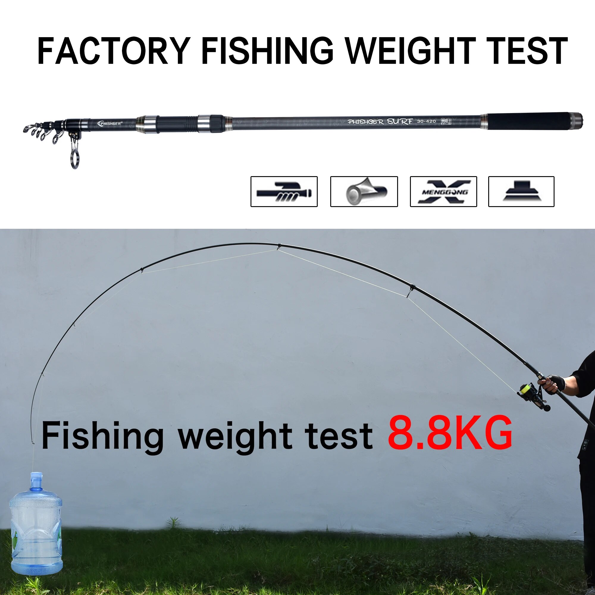 PHISHGER Telescopic Surf Spinn - Fishing Rod Surf avaliação e preço