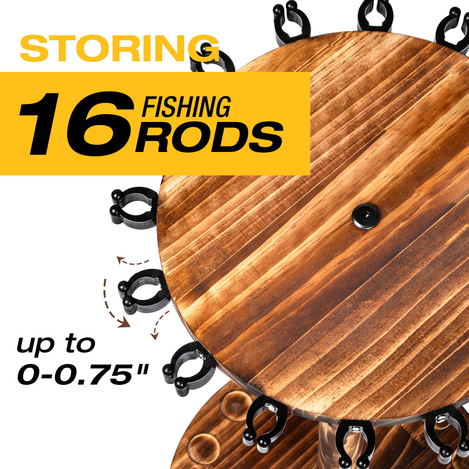 Round Carbonized Wood Fishing  - Fishing Rod Rack avaliação e preço