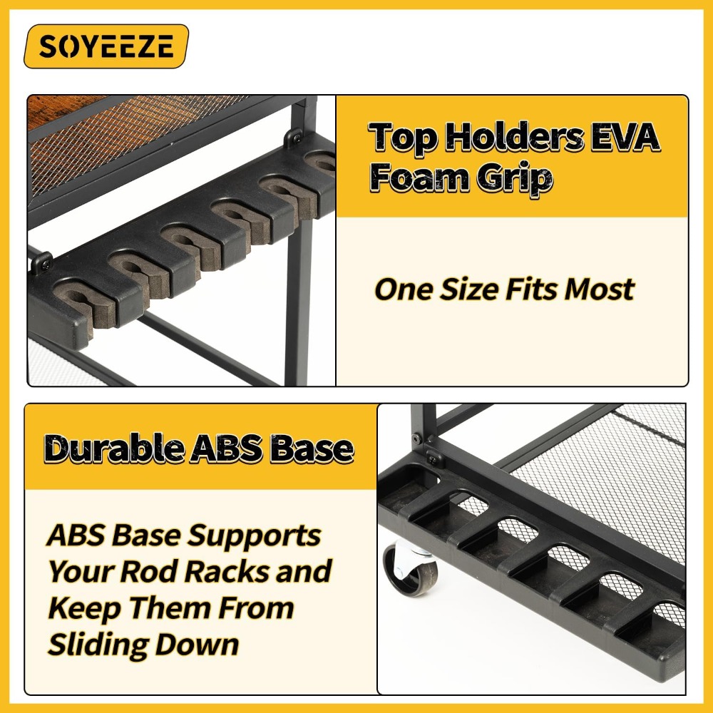 3-Tier Rolling Fishing Rod Rac - Fishing Rod Rack avaliação e preço