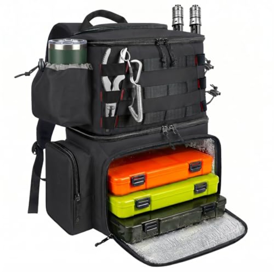 Fishing Backpack, Water Resist - Fishing Rod Holder avaliação e preço